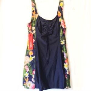 Xinghuaerte navy‎ floral skirted swimsuit XXXL